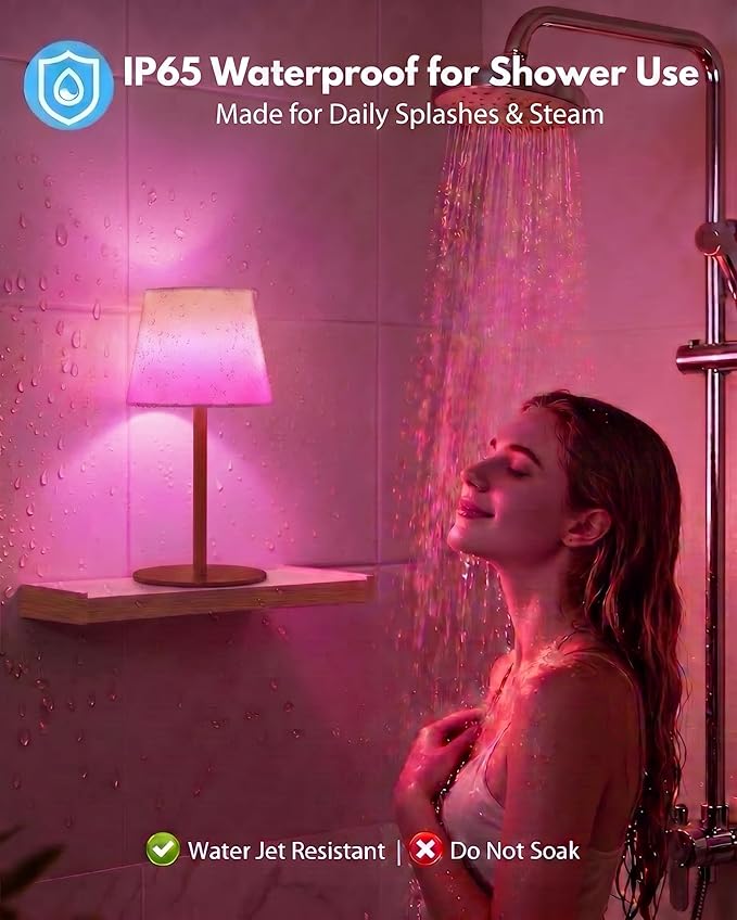EZVALO Spa-Like Shower Lamp – Waterproof Bathroom Lamp with Remote, Rechargeable Cordless Mood Light, 3 Color Temps & 80 RGB Colors for Relaxing Bathroom & Bathtub Experience (2 Packs)