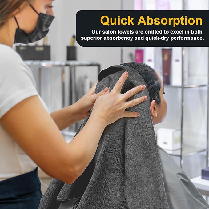 UNIMADE Salon Towels 2 Pack, Super Soft Microfiber Gym Towels, Highly Absorbent Hair-Drying Cloth for Gym, Bath, Spa Use and Home Beauty Care - Grey (16x29 inch)