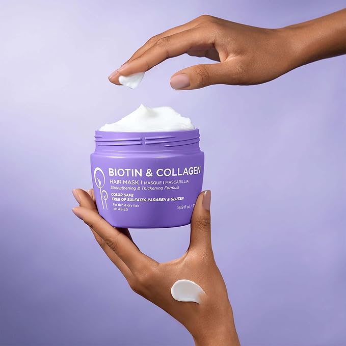 Luseta Biotin Collagen Hair Mask for Dry & Damaged Hair 16.9 Oz, Strengthening & Thickening Treatment Deep Conditioning Hair Treatment