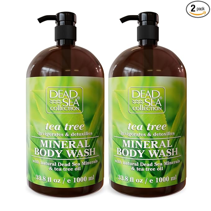 Dead Sea Collection Tea Tree Body Wash for Women and Men - with Pure Dead Sea Minerals and Tea Tree Oil - Cleanses and Moisturizes Skin - Pack of 2 (67.6 fl. oz)