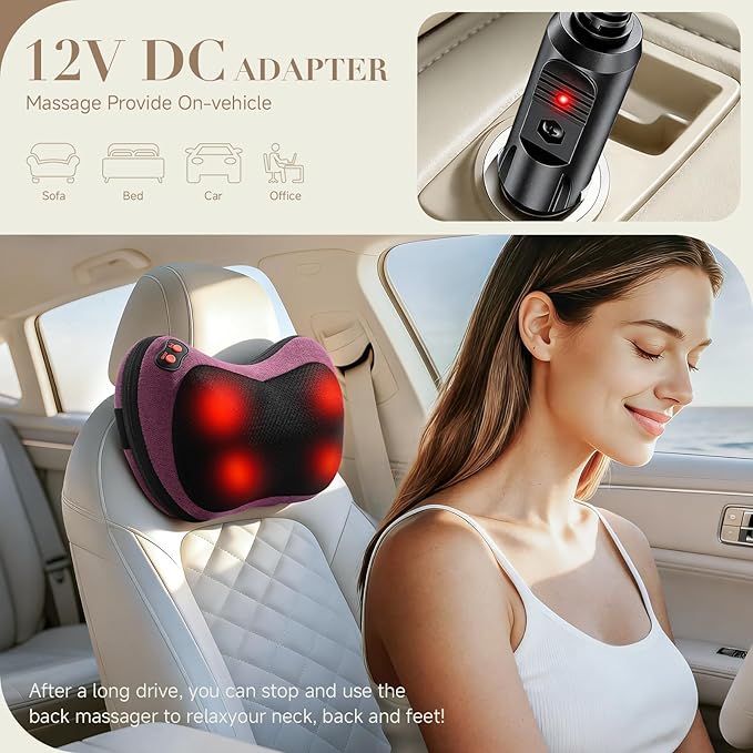Papillon Shiatsu Back Massager with Heat, Mothers Day Gifts for Mom, Wife, Women & Her,Deep Tissue Massage Pillow for Neck,Shoulder,Foot & Lower Back Pain Relief,Gifts for Women,Her, Dad, Men (Purple)
