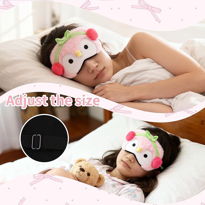 PERFECTSIGHT Sleep Eye Masks, Cute Sleep Eye Cover Lightweight Adjustable Eyeshade Mask Cover for Women Men Sleep Travel Nap, Penguin