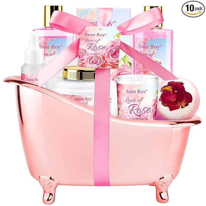 Mothers Day Gifts for Women,Bath Kit Rose Bath and Body Gift, Facial Skin Care Set, Self Care Pampering Kit, Home Spa, Birthday, Mother Day, Bridal Shower, Bath Kit Christmas Gifts for Women