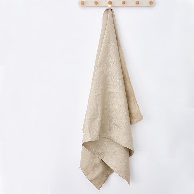 100% Luxury Thick Linen Bath Towel（300g/m²）- Ultra Absorbent & Quick-Drying Body Towel with Hanging Loop for Spa, Gym, Travel | Shower Body Hair Towels