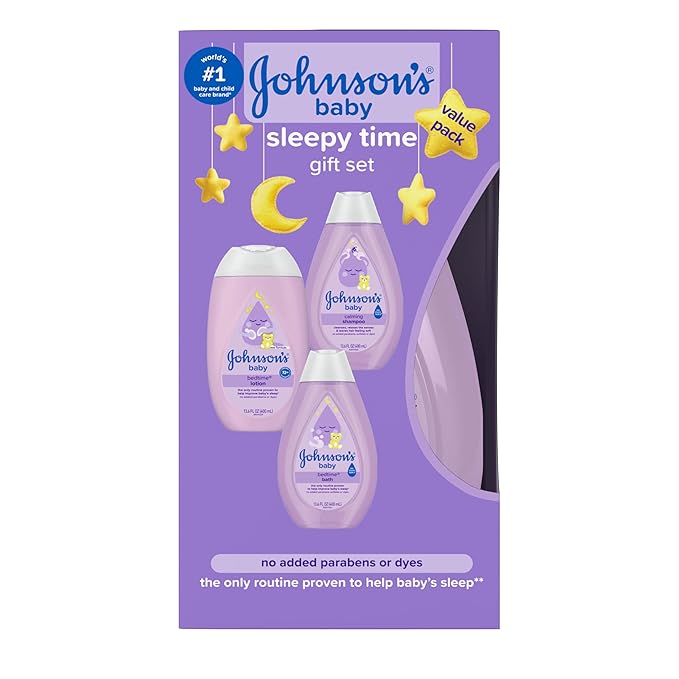 Johnson's Baby Sleepy Time Gift Set with Calming Bedtime Bath, Bedtime Lotion & Calming Shampoo, Baby Bedtime Essentials with Relaxing NaturalCalm Aromas, Hypoallergenic, 3 Items (Pack of 4)