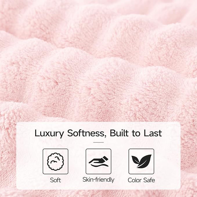 REDKISS Soft Bath Towel Sets 8-Piece, Microfiber Quick Dry & Absorbent, 35x70 in Large Bath Sheet 14x30 in Hand Towel, 12x12 in Washcloth, Pink Bathroom Towel Set