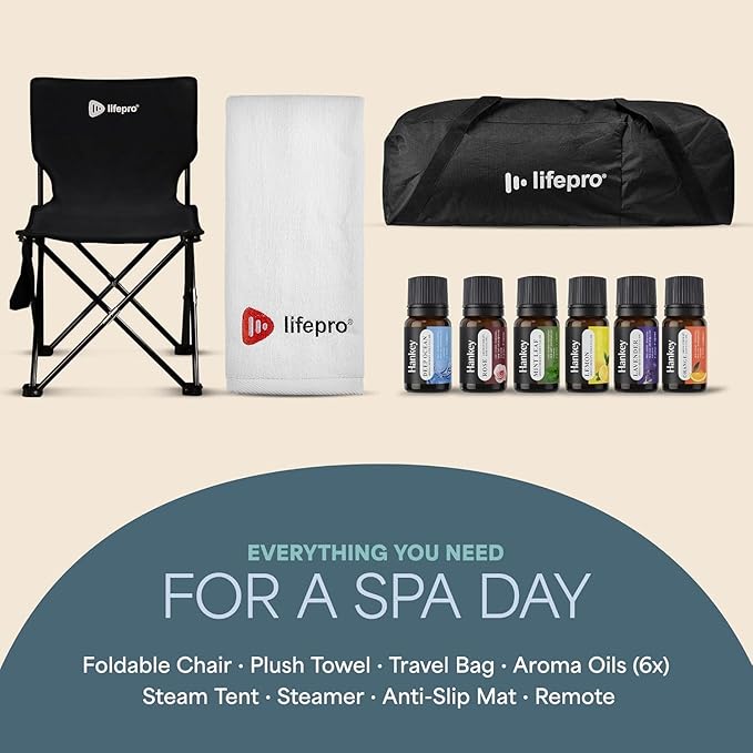 LifePro Revivify Mini Portable Sauna for Home with 2.6L Steamer, Essential Oils and App Control – Full Body Steam Room with Adjustable Heat Levels & Timer – Easy-to-Use at Home Sauna Tent Portable