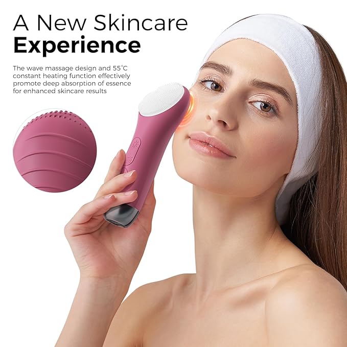 Face Scrubber Facial Cleansing Brush - Waterproof and Rechargeable Face Cleansing Brush with 4 LED Gentle Light, Cleansing, Exfoliating and Massaging, Electric Face Scrub Brush for Men & Women