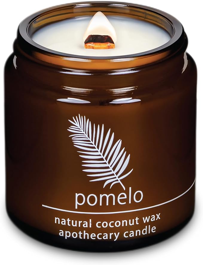 Hemlock Park Pomelo Citrus Apothecary Hand-Poured Scented Candle | Crackling Wood Wick, Botanical Fragrance & Coconut Wax | Up to 25 Hour Burn Time | 4 oz