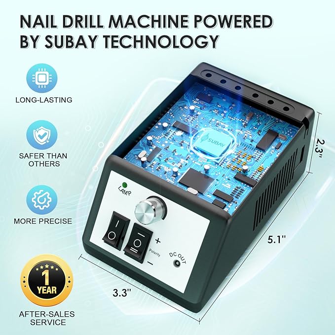 Professional Electric Nail Drill Machine Nail File Drill Set Kit for Acrylic Nails, Gel Nail, Nail Art Polisher Sets(Black)