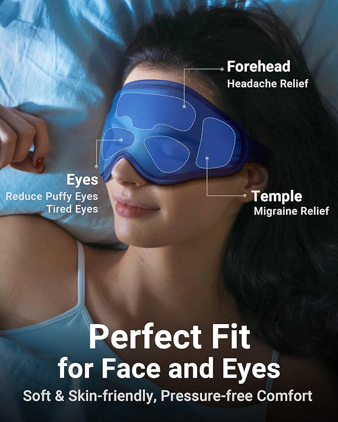 Cooling Eye Mask for Puffy Eyes: Fsa Eligible Items Hsa, Face Ice Eye Pack for Migraine After Surgery Relief - Reuable Cold Compress for Headaches Puffiness - Comfortable Weighted Fit Gel Sleep Mask