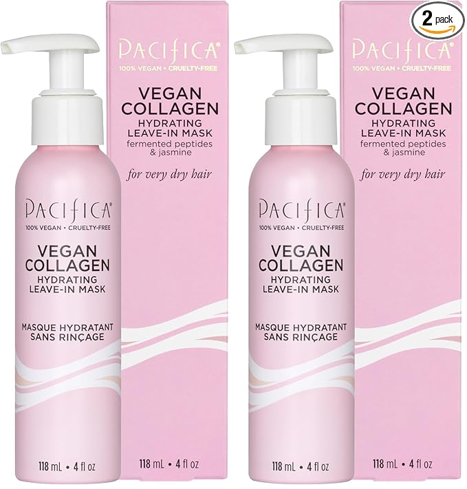 Pacifica Vegan Collagen Leave-In Repair Hair Mask – Leave-In Conditioner Treatment for Dry Damaged Hair, Hydrating Hair Repair Mask to Strengthen, Reduce Breakage & Split Ends Vegan & Cruelty-Free 4oz