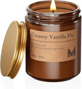 M&SENSE CreamyVanillaPie Scented Christmas Candle Gift, Aromatherapy Candle Set for Women, Soy Wax Candles Home Scented, Long Lasting Amber Jar Candle Gift for Christmas, Thanksgiving, Holiday