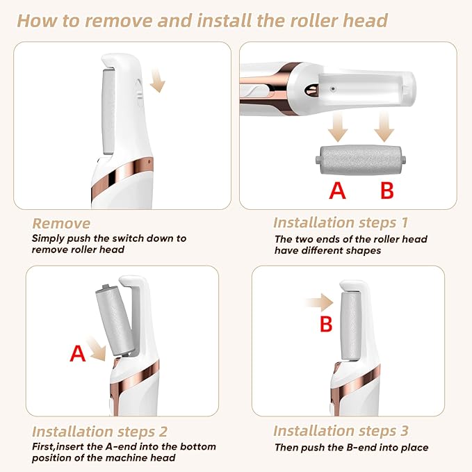 Electric Foot Callus Remover, Electronic Foot File, Portable Electric Callus Remover for Feet, Pedicure Tools for Dead Skin Calluses (White)