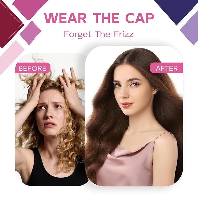 Years calm Waterproof Shower Cap for Women - Double-Layer Reusable Bath Cap with Elastic Band for Long/Short/Curly/Braids Hair, Washable & Travel-Friendly, Fit for Shower, Spa (Geometric Shower Cap)