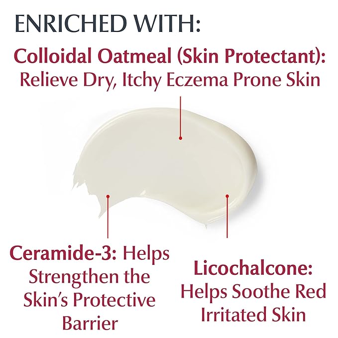 Eucerin Eczema Relief Cream, Full Body Lotion, Moisturizing Eczema Cream with Colloidal Oatmeal, Mothers Day Gifts, 8 Oz Tube