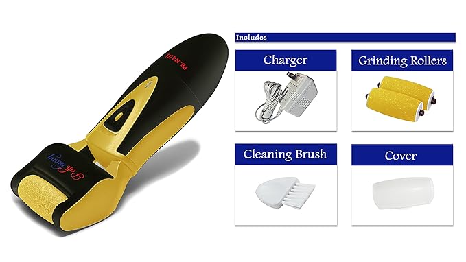 Electric Callus Remover for Feet - Rechargeable Foot File and Dead Skin Remover with 3 Rollers - Professional Pedicure Tool and Foot Sander for Cracked Heels, Hard Calluses - Waterproof Foot Scrubber