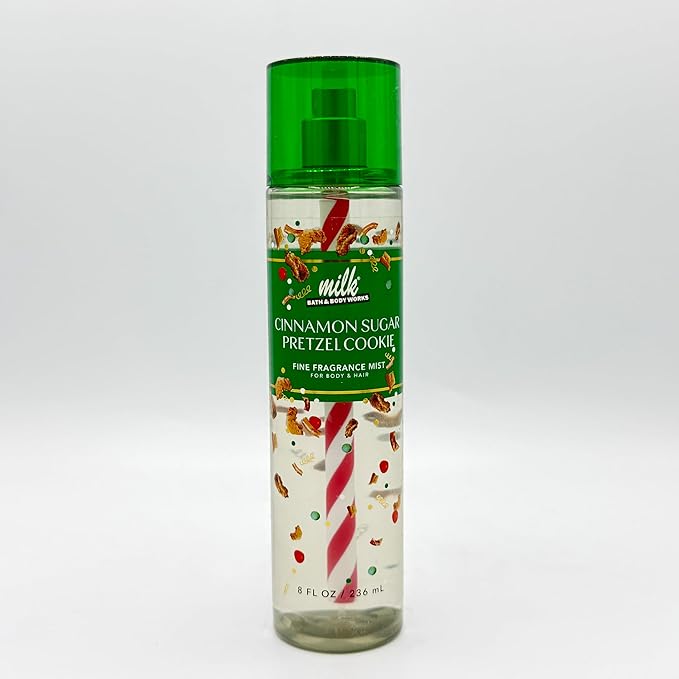 Bath & Body Works Milk Bar Collection 4-Piece Body Spray Gift Set | Includes: 8oz Cinnamon Pretzel Cookie, 8oz Raspberry Holiday Pie Bar, 8oz Cereal Milk Soft Serve and 2.5oz Birthday Cake
