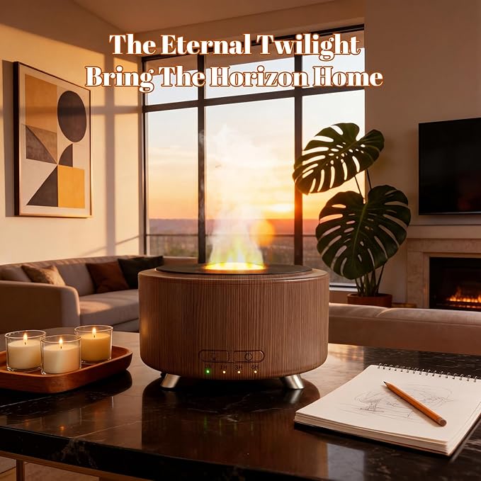 Essential Oil Diffuser for Home, 500 Aromatherapy Diffuser Oil Machine for Office Room Yoga, Aroma Diffuser with Auto-Off Function, 9 Colors LED Night Light, Dark Wood