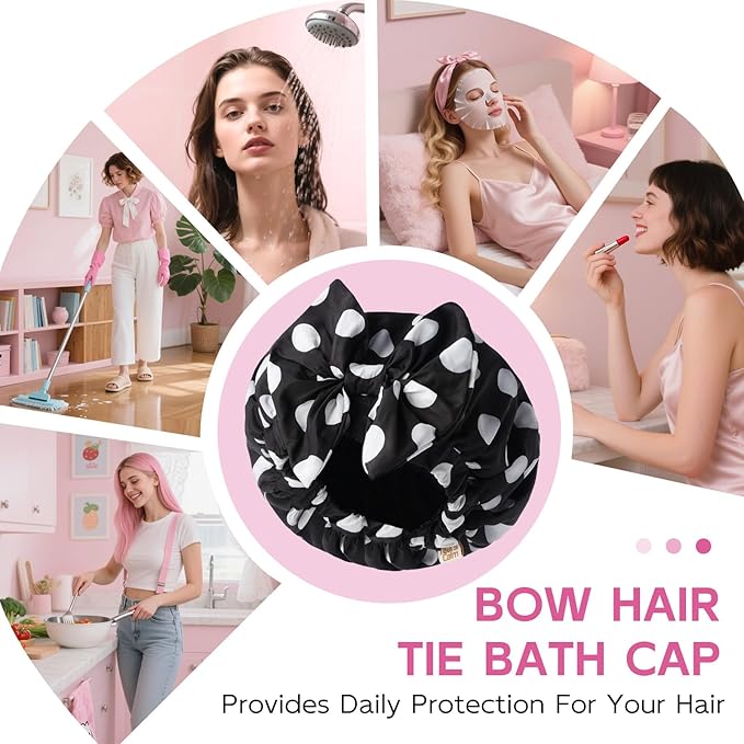 Years Calm Extra Large Shower Cap for Long Thick Hair – Waterproof Double Layer Bath Cap with Satin Lining, Secure Elastic Fit for Braids, Curls & Extensions