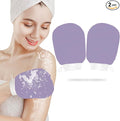 1 Pair Exfoliating Glove, Scrubbies for Body, Body Exfoliator, Exfoliating Washcloth（Purple+Purple）
