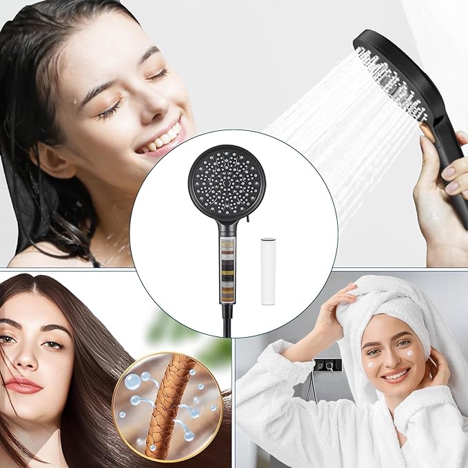 AWO 4 PACK Replacement Shower Head Filter Cartridge Compatible with Cobbe Handheld Showerhead,Multi Stage Shower Filtration Systems for Hard Water Reduces Chlorine,Fluoride and Harmful Substance