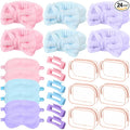 Hoteam 24 Pcs Spa Party Favors Supplies 6 Spa Headband 6 Plush Sleep Eye Mask 6 Hair Claw Clips 6 Clear Cosmetic Bags for Adult Sleepover Slumber Party Graduation Gift(Pink,Blue,Purple)