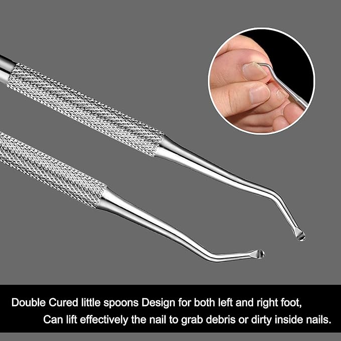 FAMILIFE Ingrown Toenail File and Lifter, 2 pcs Ingrown Toenail Tool Double Sided with Storage Case Professional Corrector 100% Stainless Steel Removal Pedicure Kit, Ideal for Home, Travel, Salon Use