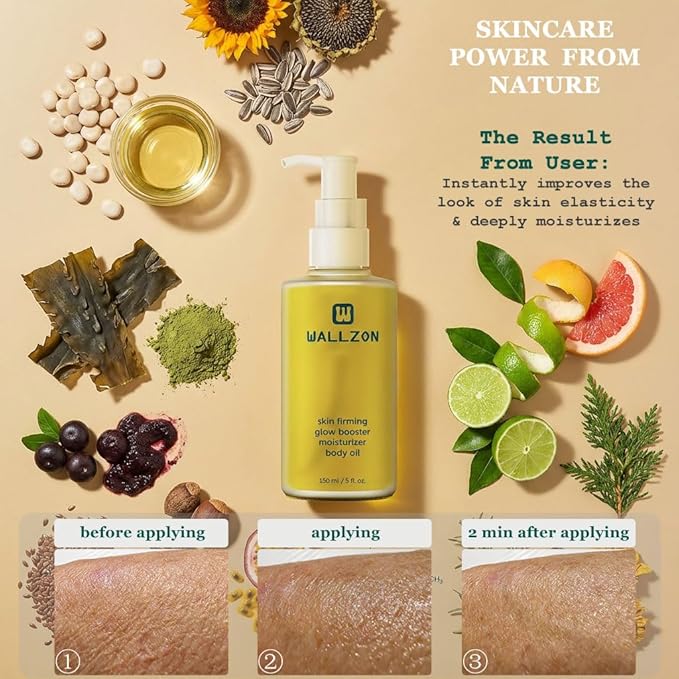 Undaria Extract Body Oil 5 Oz - Seaweed & Botanical Oil for Skin, Visibly Firming, Elasticity Improving, Deeply Moisturizing, Clean Lightweight Non-Greasy, Scented