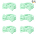 Casoty 6 Pcs Green Spa Headbands, Skin Care Headband, Soft Coral Fleece headbands for makeup, Bow Hair Band for Face Washing Shower Skin Care Yoga