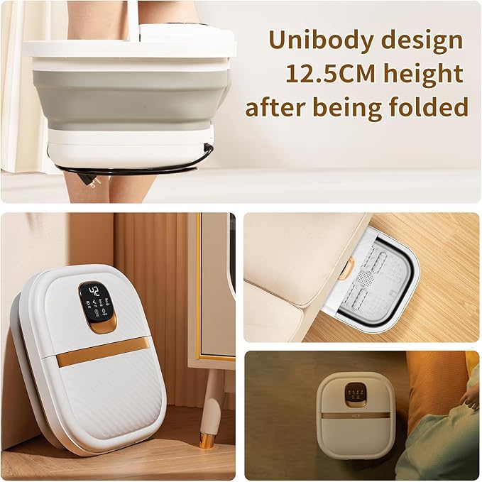 Collapsible Foot Spa with Heat, Foldable Foot Bath Massager with Temperature Control Touchscreen, Foot Massage Rollers, Pedicure Spa for Home, Office, Relaxation, Gift for Men & Women