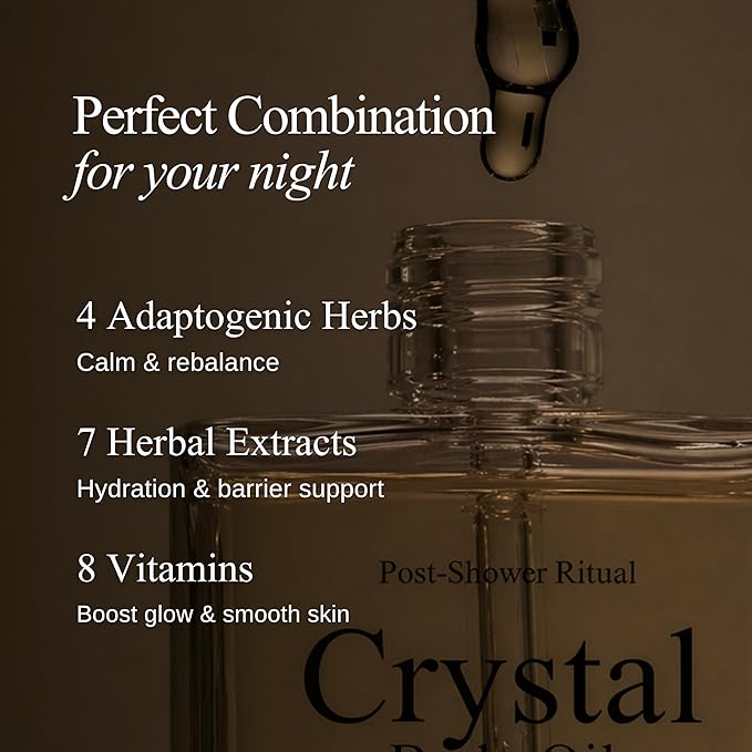 Crystal Body Oil Golden Glow, Scented Body Oil, After Shower and Bath Dry Oil for Women, Non-Greasy & Fast Absorbing Moisturizer for Dry Skin, Vanilla Coconut Almond Scent, 3.38 fl oz