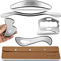 Muscle Scraper Tool Set, Stainless Steel IASTM Tools, Scraping Tool Physical Therapy Kit with Carrying Case(5-Piece)