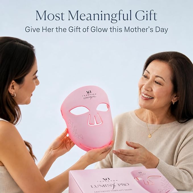 VogueNow LED Light Therapy Mask - FDA-Cleared Device for Wrinkles & Acne - Red Light Therapy for Face with Chin & Lip Coverage - Red, Blue & Near Infrared Facial Skincare - Mothers Day Gifts for Mom