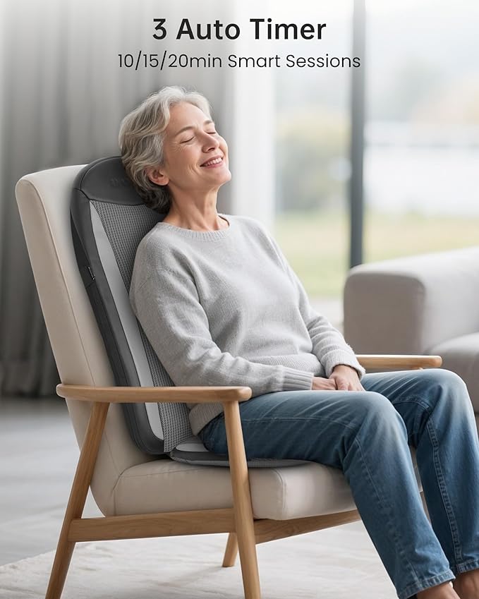 COMFIER Shiatsu Back Massager with Heat,Massage Chair Pad for Back Relief deep,Heated seat Cushion,Chair Massager for Neck,Hip with Kneading & Vibration,Home Office, Mothers Day Gifts for Women,Mom