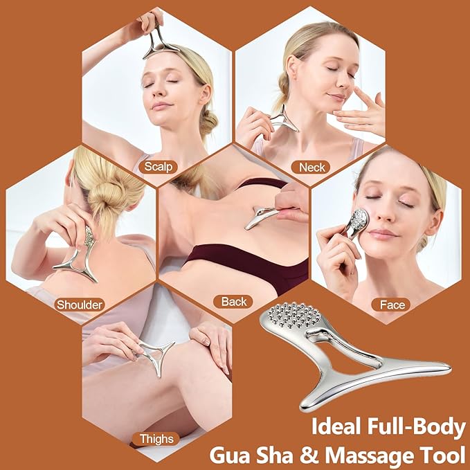 Lymphatic Drainage Massager & Anti Cellulite Massage Tools for Body Sculpting, Metal Gua Sha & Muscle Scraper Tool Pain Relief Deep Tissue, Gifts for Women