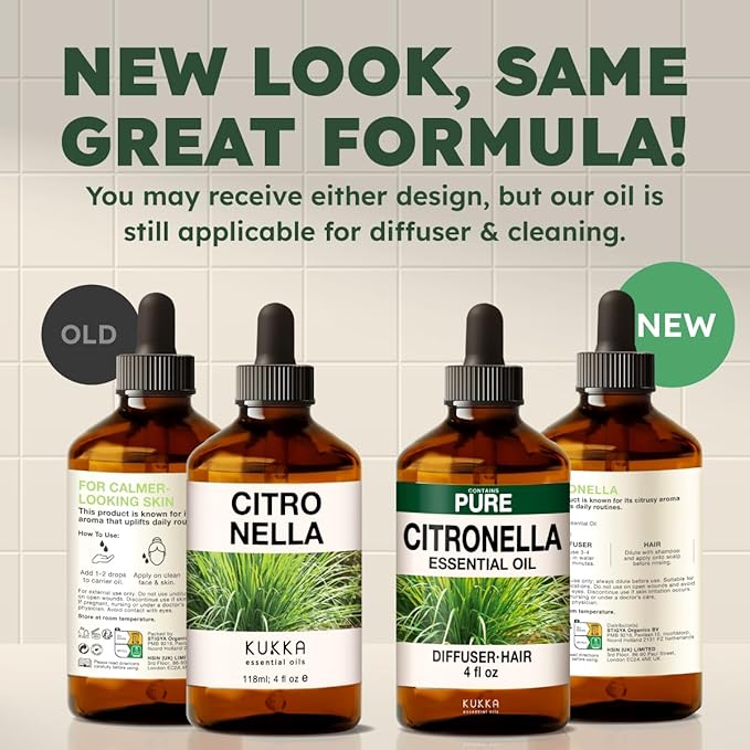 100% Pure Citronella Oil - 4 Fl Oz Citronella Essential Oil for Hair, Skin, Diffuser, Aromatherapy & DIY Soap Making Scent