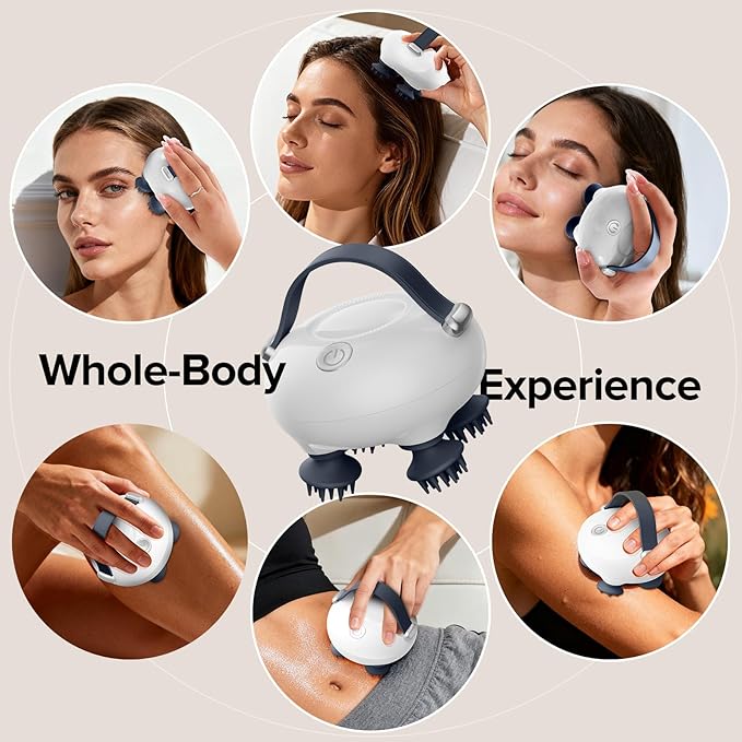 Scalp Massager, Head Massager Scalp with Tangle-Resistant Design, Portable Head Massager, Hair Massagers with 12 Massage Heads, 3 Modes, Mothers Day Gifts, Father Day Gifts for Mom, Dad