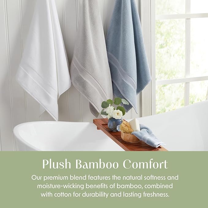 Springtree Home Luxury Bamboo Rayon Bath Towel Set 6 Piece Set | 35% Bamboo Rayon - 65% Cotton | Absorbent Quick-Dry Towels for Bathroom | Oeko-TEX Standard 100 Cotton | Carbon
