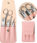Premium Stainless Steel Nail Clippers Set - Travel Grooming Kit, 6pc Manicure/Pedicure Tools with PU Case - Unisex Gift for Men and Women(D-PinkA)
