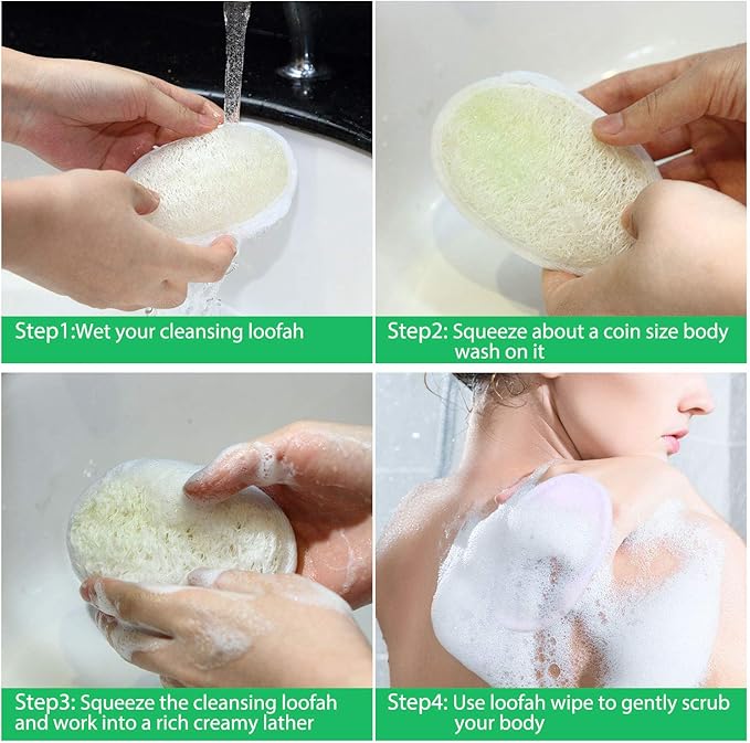 Boao 24 Pcs Loofah Pack Loofah Pads Bulk for Facial Exfoliating Body Bath Shower Mini Sponge Pads Natural Scrubber Brush for Men Women Spa and Travel