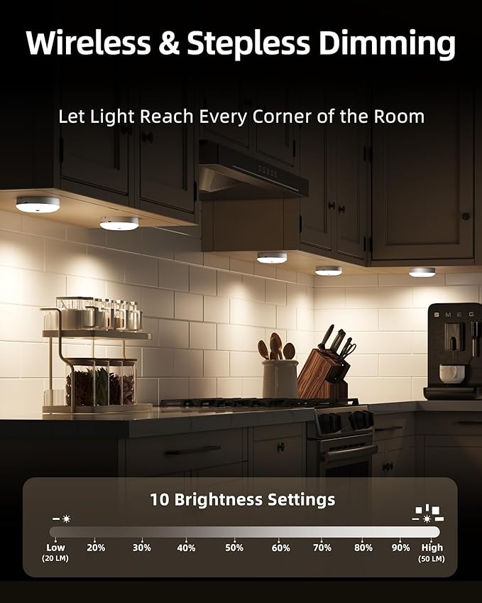 EZVALO Under Cabinet Lighting with Charging Station, 1000mAh Rechargeable Puck Lights with Remote, 3 Color Temps & 12 RGB Closet Lights, Dimmable Motion Sensor Lights for Shelf, Kitchen (3 Packs)