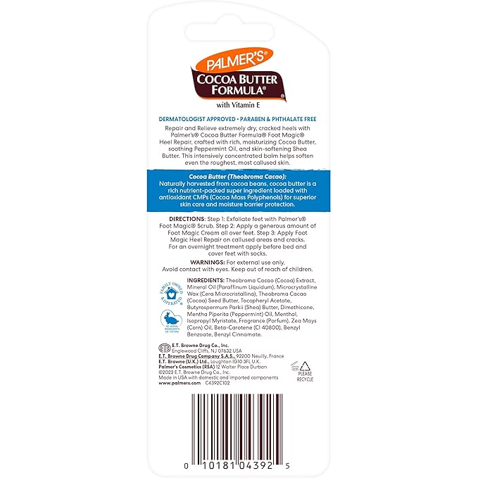 Palmer's Cocoa Butter Formula Heel Repair, Foot Balm Stick for Cracked Heels & Feet, No-Mess Stick Applicator, 0.9 Ounce