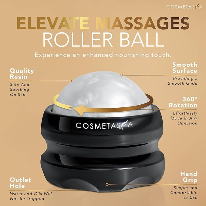 Natural Nourishing Massage Oil with Massage Roller Ball - Therapeutic Citrus & Coconut Massage Oils with Rejuvenating, Hydrating & Aromatic Essential Oils for Dry Skin, Soothes Muscle & Joints 8.8 oz