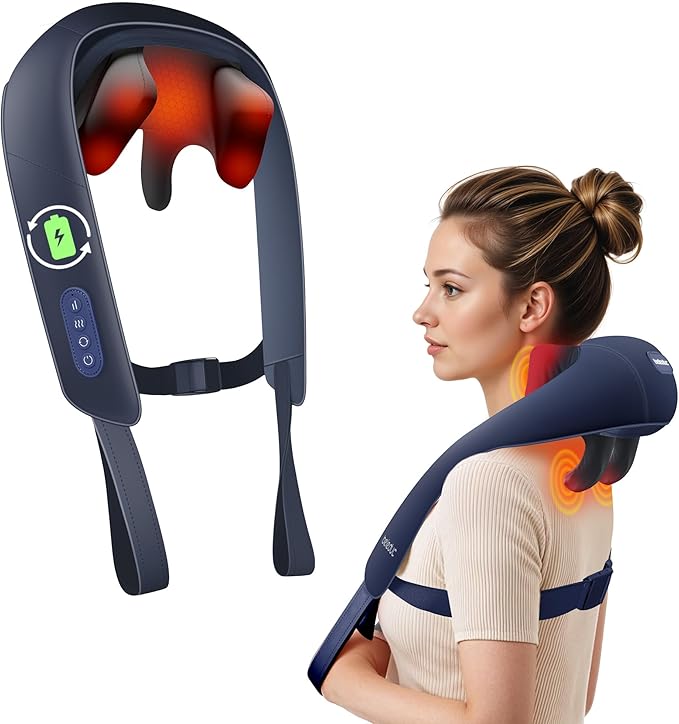 Beleduc Neck and Shoulder Massager with Soothing Heat,FSA Eligible, Cordless Neck Back Massager, Upgrad 4D Shiatsu Deep Kneading Massage for Back Shoulder