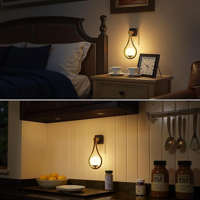 Briignite LED Night Light, Night Lights Plug into Wall, 0-100LM Dimmable Nightlight, 330° Rotating with Dusk to Dawn Sensor, Adjustable Brightness for Kids, Bathroom, Bedroom, Hallway, 2pack