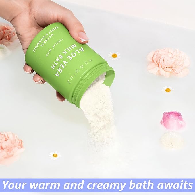 Creamy Oats Milk Bath Soak Hydrate Moisturize Soften Skin Aloe Vera Honey Chamomile Luxury Spa Bath Salt Christmas Birthday Relaxation Gift for Women