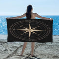Compass Rose Beach Towel Oversized Quick Dry Beach Blanket Microfiber Sand Free Absorbent Lightweight Artwork Black Bath Towel for Pool Travel Swimming Camping Women Men
