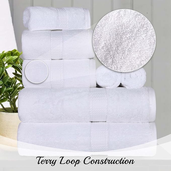 SUPERIOR Egyptian Cotton Pile Bath Sheet Set of 2, Ultra Soft Luxury Towels, Thick Plush Essentials, Absorbent Heavyweight, Guest Bath, Hotel, Spa, Home Bathroom, Shower Basics, White