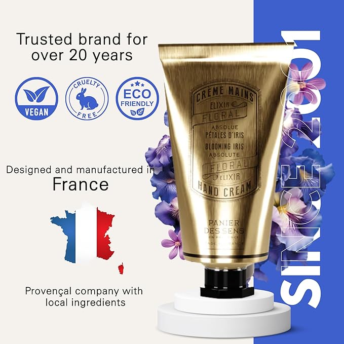 Panier des Sens – Iris Hand Cream – Moisturizing Hand Lotion for Dry Skin – Premium French Hand Cream, Softening Care for Women, 97% Natural Ingredients, 2.5 Fl Oz